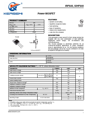 IRF640 Datasheet PDF Kersemi Electronic Co., Ltd.