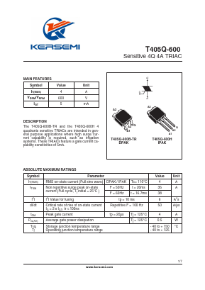 T405Q-600 Datasheet PDF Kersemi Electronic Co., Ltd.