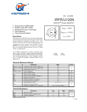 IRFR3910N Datasheet PDF Kersemi Electronic Co., Ltd.