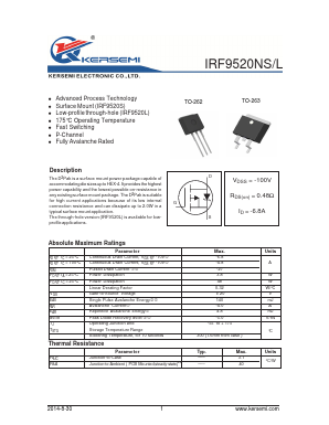 IRF9520NS Datasheet PDF Kersemi Electronic Co., Ltd.