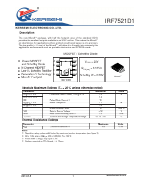 IRF7521D1 Datasheet PDF Kersemi Electronic Co., Ltd.