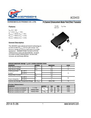 AO3403L Datasheet PDF Kersemi Electronic Co., Ltd.