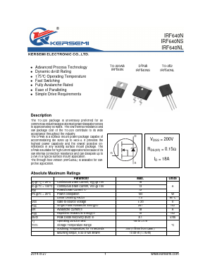 IRF640NL Datasheet PDF Kersemi Electronic Co., Ltd.