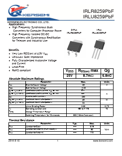 IRLR8259PBF Datasheet PDF Kersemi Electronic Co., Ltd.