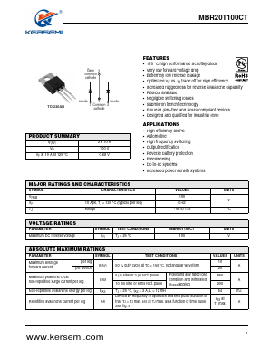 MBR20T100CT Datasheet PDF Kersemi Electronic Co., Ltd.