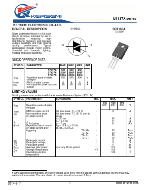 BT137X-800G Datasheet PDF Kersemi Electronic Co., Ltd.