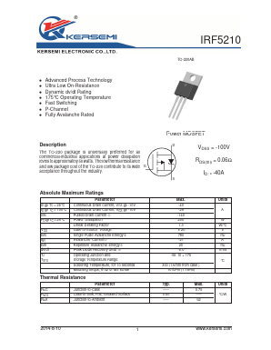 IRF5210 Datasheet PDF Kersemi Electronic Co., Ltd.