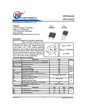 IRFR540Z Datasheet PDF Kersemi Electronic Co., Ltd.
