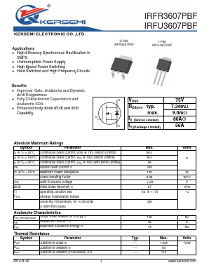 IRFU3607PBF Datasheet PDF Kersemi Electronic Co., Ltd.
