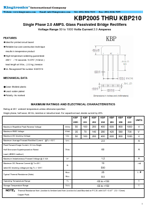 KBP201 Datasheet PDF Kingtronics International Company