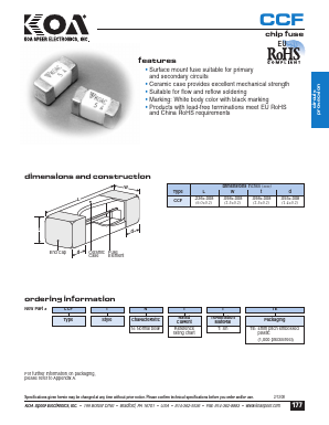 CCF1N1.6 Datasheet PDF KOA Speer Electronics, Inc.