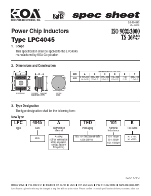 LPC4045ATEDR68M Datasheet PDF KOA Speer Electronics, Inc.