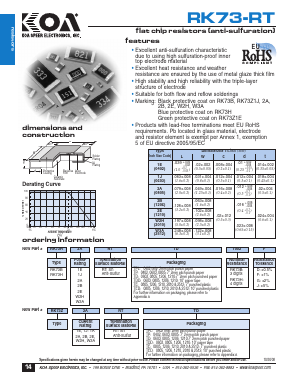 RK73Z2BRTTA1002G Datasheet PDF KOA Speer Electronics, Inc.