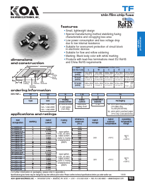 TF16AT1.00 Datasheet PDF KOA Speer Electronics, Inc.