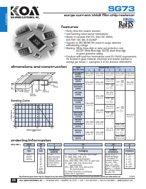 SG73S2ATTED Datasheet PDF KOA Speer Electronics, Inc.