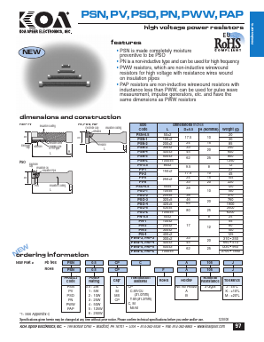 PSN1CPFB105J Datasheet PDF KOA Speer Electronics, Inc.