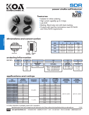 SDR0604T Datasheet PDF KOA Speer Electronics, Inc.