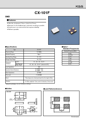 CX-101F Datasheet PDF Kyocera Kinseki Corpotation