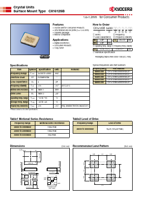 CX1612SB Datasheet PDF Kyocera Kinseki Corpotation