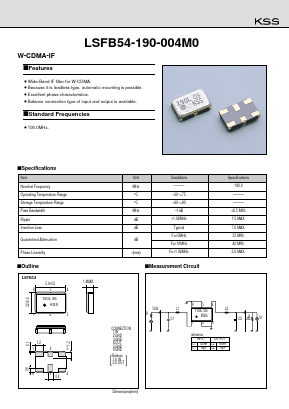 LSFB54-190-004M0 Datasheet PDF Kyocera Kinseki Corpotation
