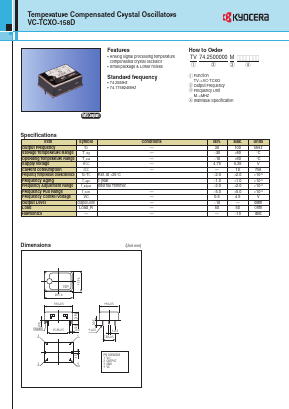 VC-TCXO-158D Datasheet PDF Kyocera Kinseki Corpotation