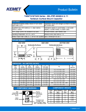 T429A105J020MK4250 Datasheet PDF KEMET