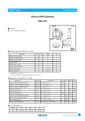2SD1367 Datasheet PDF KEXIN Industrial