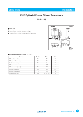 2SB1118 Datasheet PDF KEXIN Industrial