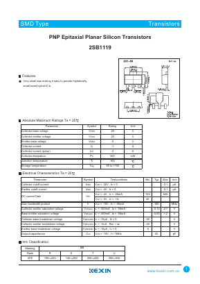 2SB1119 Datasheet PDF KEXIN Industrial