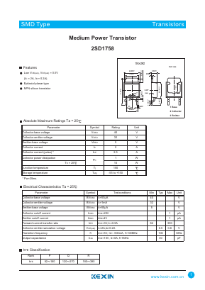 2SD1758 Datasheet PDF KEXIN Industrial
