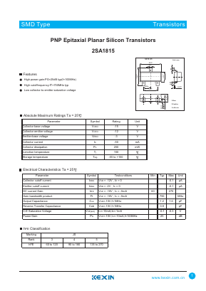 2SA1815 Datasheet PDF KEXIN Industrial