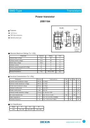 2SB1184 Datasheet PDF KEXIN Industrial