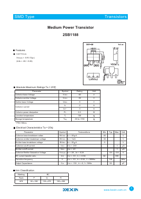 2SB1188 Datasheet PDF KEXIN Industrial