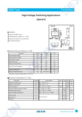 2SA1415 Datasheet PDF KEXIN Industrial