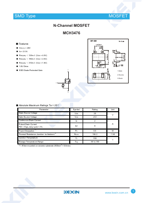 MCH3476 Datasheet PDF KEXIN Industrial