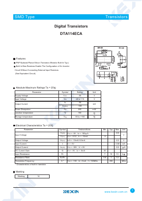 DTA114ECA Datasheet PDF KEXIN Industrial