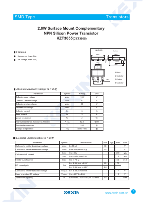 CZT3055 Datasheet PDF KEXIN Industrial