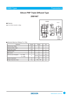 2SB1667 Datasheet PDF KEXIN Industrial