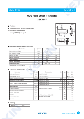 2SK1657 Datasheet PDF KEXIN Industrial