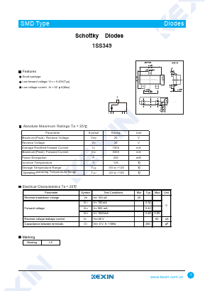 1SS349 Datasheet PDF KEXIN Industrial