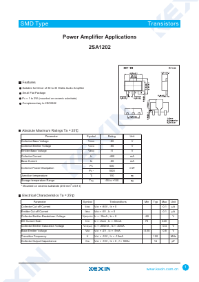 2SA1202 Datasheet PDF KEXIN Industrial