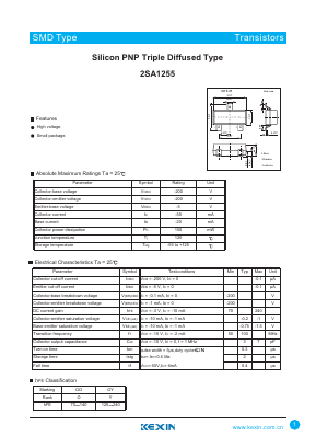 2SA1255 Datasheet PDF KEXIN Industrial