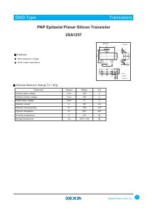 2SA1257 Datasheet PDF KEXIN Industrial