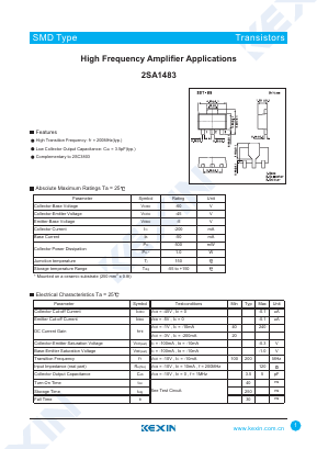 2SA1483 Datasheet PDF KEXIN Industrial