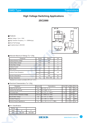 2SC2880 Datasheet PDF KEXIN Industrial