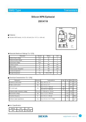 2SC4118 Datasheet PDF KEXIN Industrial