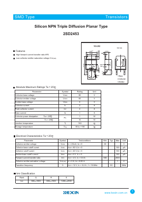 2SD2453 Datasheet PDF KEXIN Industrial