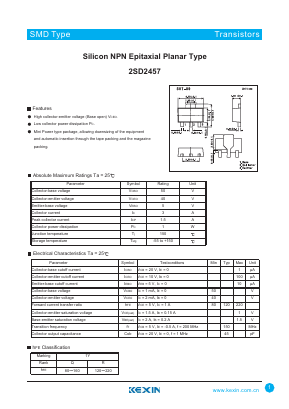 2SD2457 Datasheet PDF KEXIN Industrial
