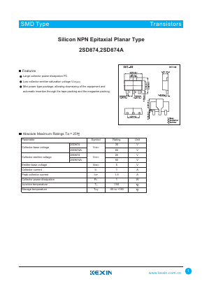 2SD874 Datasheet PDF KEXIN Industrial