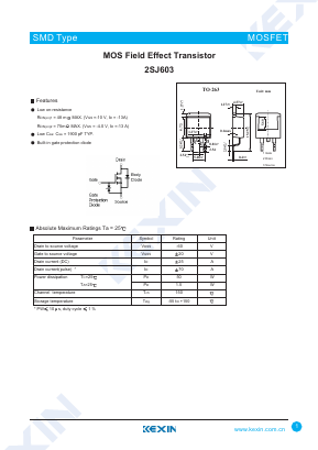 2SJ603 Datasheet PDF KEXIN Industrial